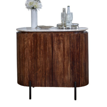 Chardale Solid Wood Sideboard/Drinks Cabinet With Marble Top & Metal Legs