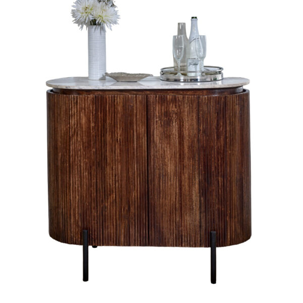 Chardale Solid Wood Sideboard/Drinks Cabinet With Marble Top & Metal Legs