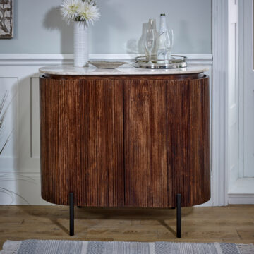 Chardale Solid Wood Sideboard/Drinks Cabinet With Marble Top & Metal Legs