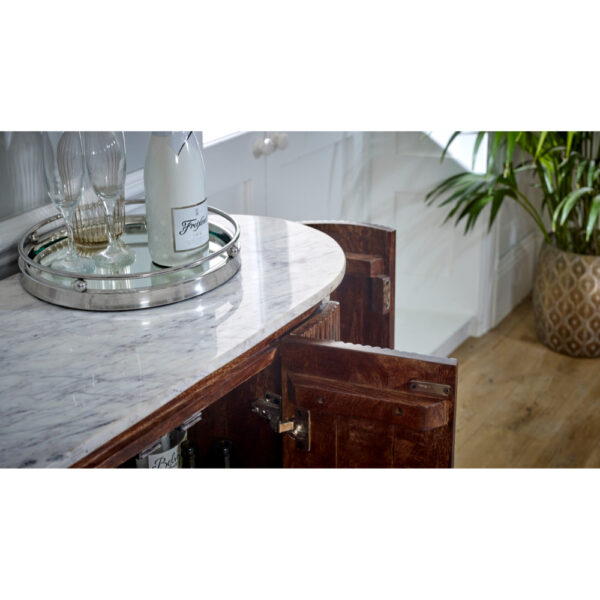 Chardale Solid Wood Sideboard/Drinks Cabinet With Marble Top & Metal Legs |