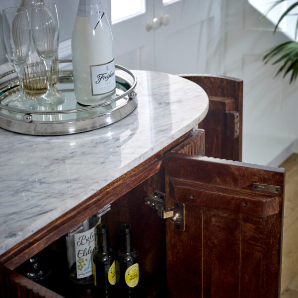 Chardale Solid Wood Sideboard/Drinks Cabinet With Marble Top & Metal Legs |