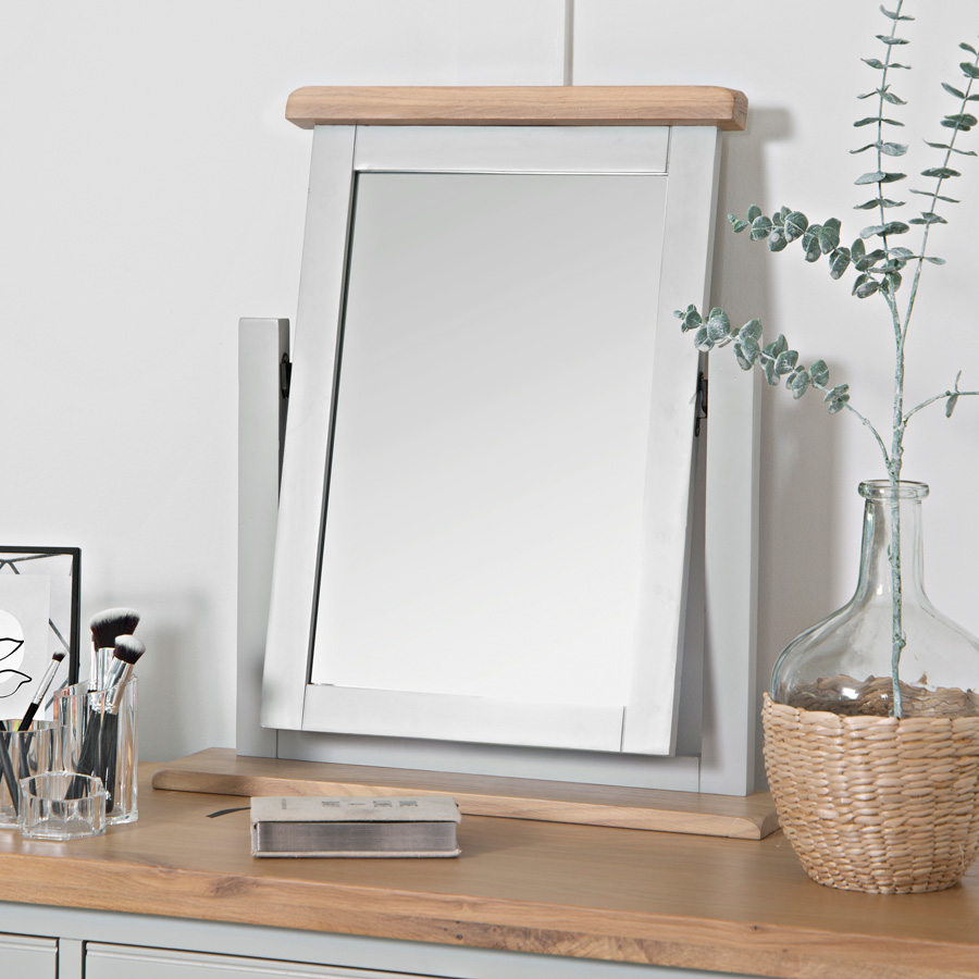 Sycamore Grey Dressing Table Mirror Self Assembly Oak World