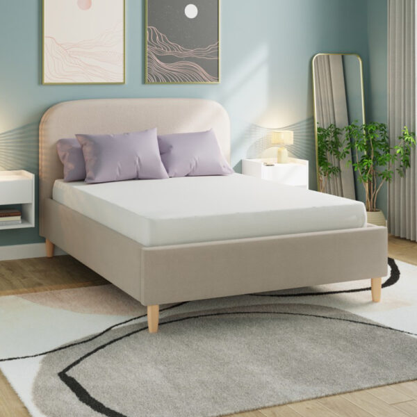 Beige Elowen Boucle Ottoman Storage Bed 135cm | Self Assembly