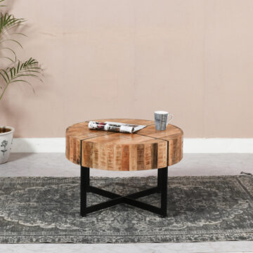 Epping Solid Wood Coffee Table With Metal Legs