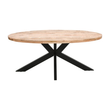 Epping Solid Wood & Metal Oval Dining Table 6-8 Seater