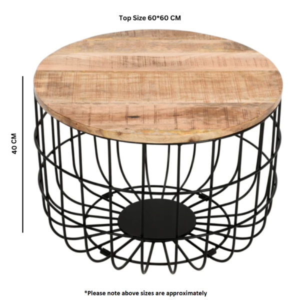 Epping Solid Wood & Metal Wire Coffee Table With Removable Top |