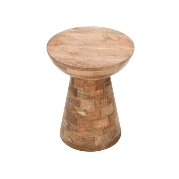 Epping Solid Wood Round Side Table Mushroom Style