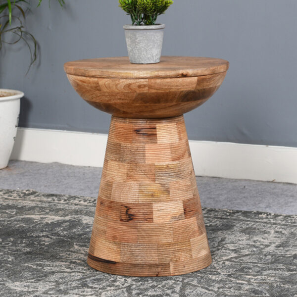 Epping Solid Wood Round Side Table Mushroom Style, elegant and Versatile |