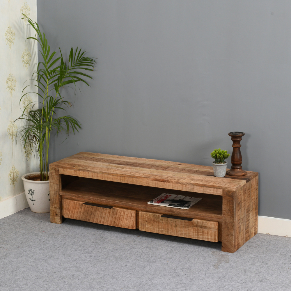 Epping Solid Wood Tv Stand With 2 Drawers | Oak World