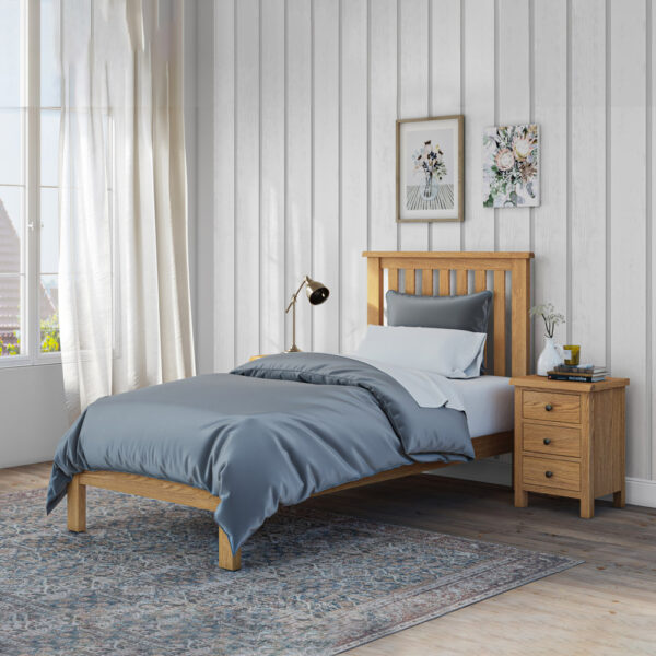 Bywell Waxed Oak Low Single Bed