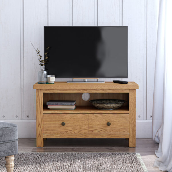 Bywell Waxed Oak Small TV Unit | Fully Assembled | Clearance