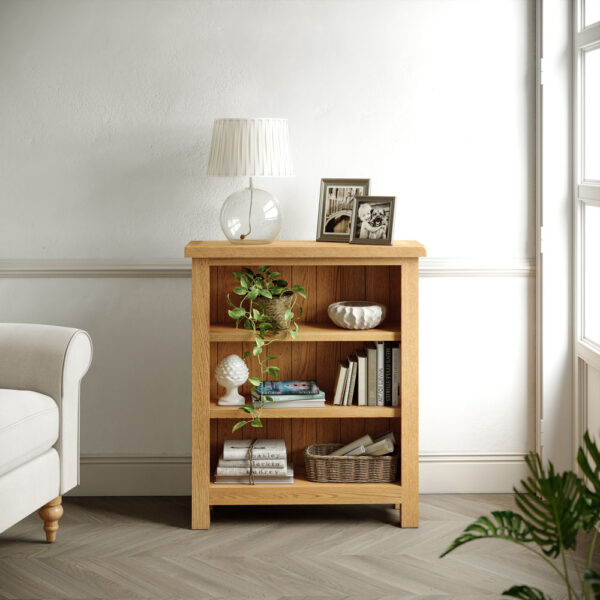 Bywell Waxed Oak Low Bookcase | Clearance