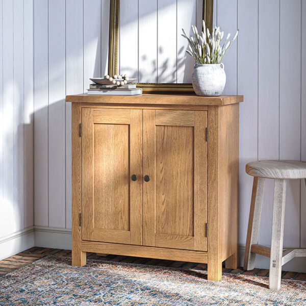 Bywell Waxed Oak Small Cabinet 2 Doors | Fully Assembled | Clearance