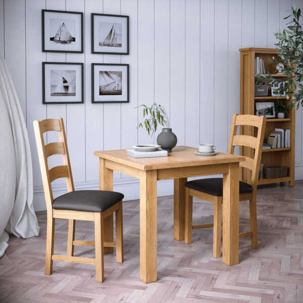 Bywell Waxed Oak Square Fixed Top Dining Table | Clearance