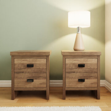 Fenway Pair of 2 Drawer Bedside Tables | Oak Finish