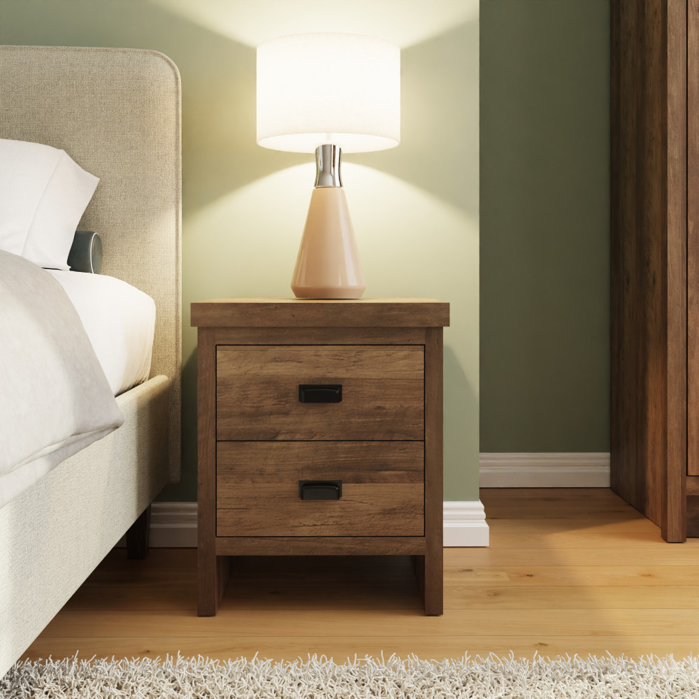 Fenway 2 Drawer Bedside Table | Oak Finish