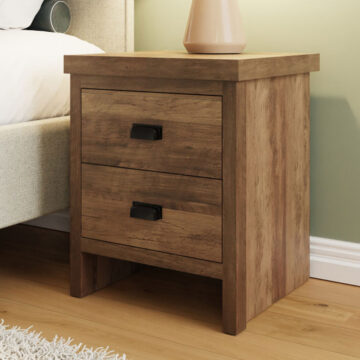Fenway 2 Drawer Bedside Table | Oak Finish