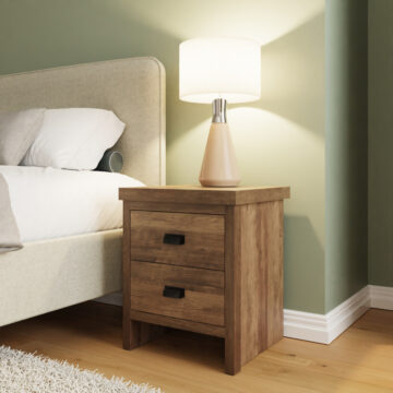 Fenway 2 Drawer Bedside Table | Oak Finish