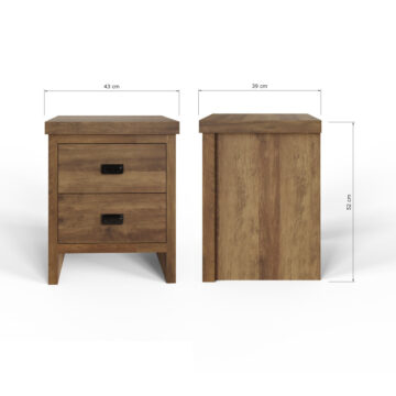 Fenway 2 Drawer Bedside Table | Oak Finish