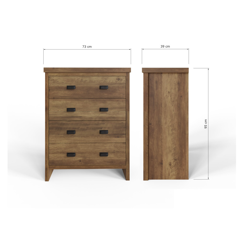 Fenway 4 Drawer Chest | Oak Finish