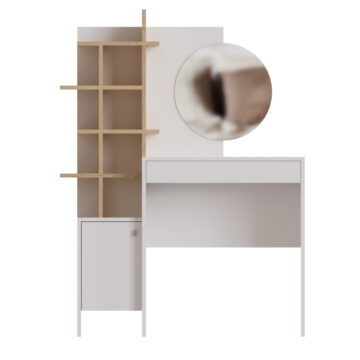 Freydis White 1 Door 1 Drawer Dressing Table | Oak Finish