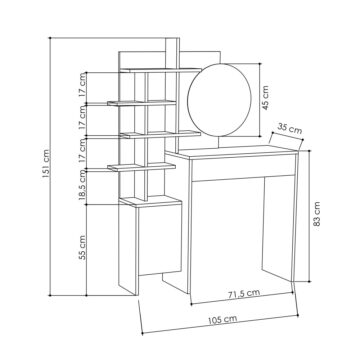 Freydis White 1 Door 1 Drawer Dressing Table | Oak Finish
