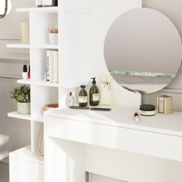 Freydis White 1 Door 1 Drawer Dressing Table | Oak Finish