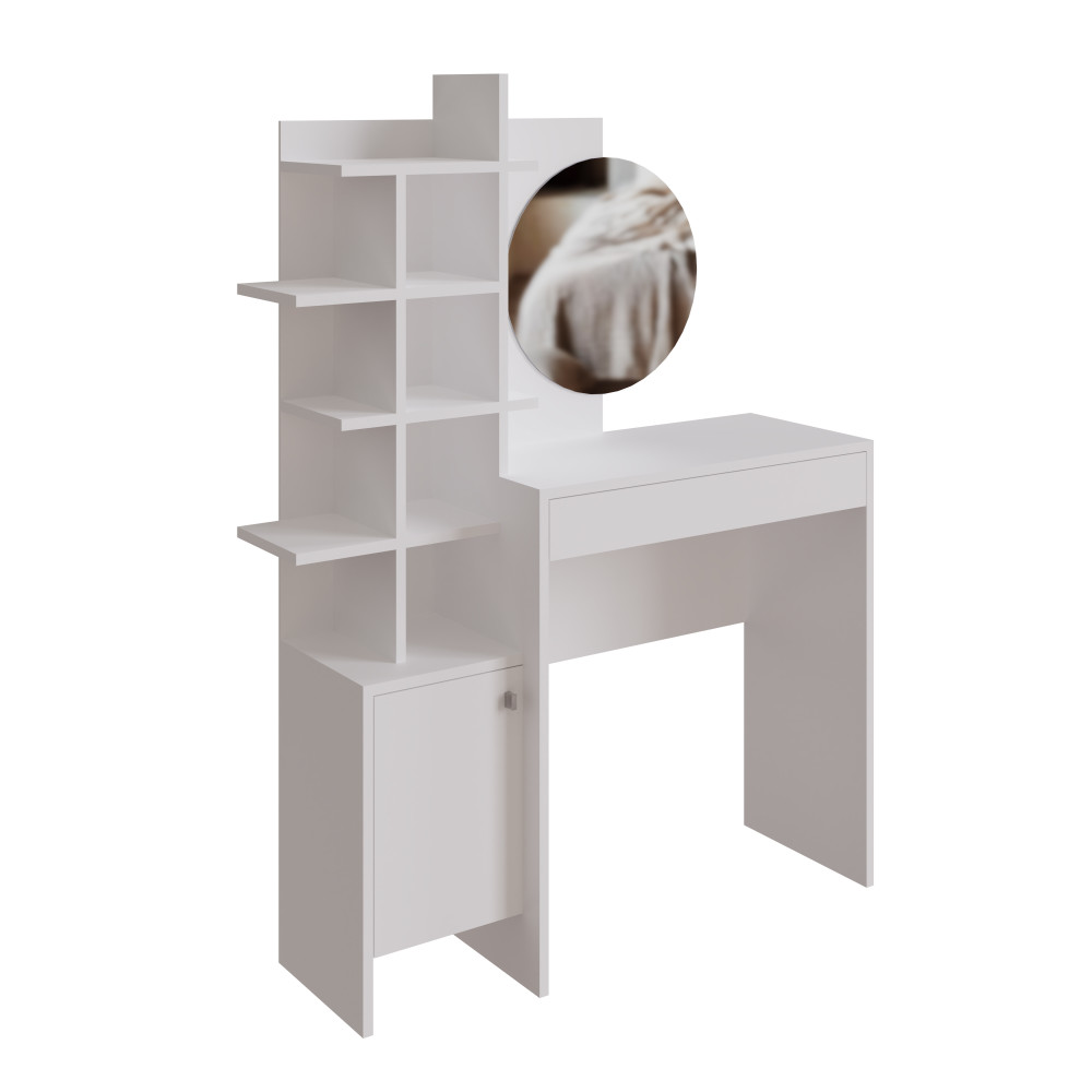 Freydis White 1 Door 1 Drawer Dressing Table | Oak Finish