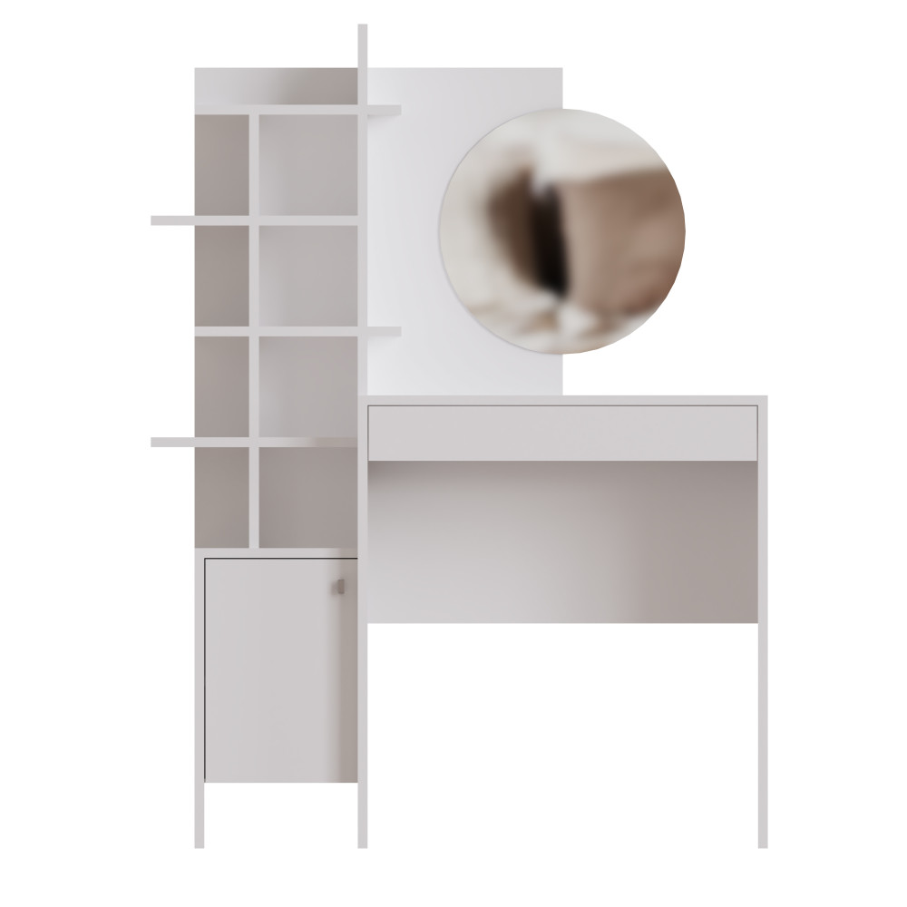 Freydis White 1 Door 1 Drawer Dressing Table | Oak Finish