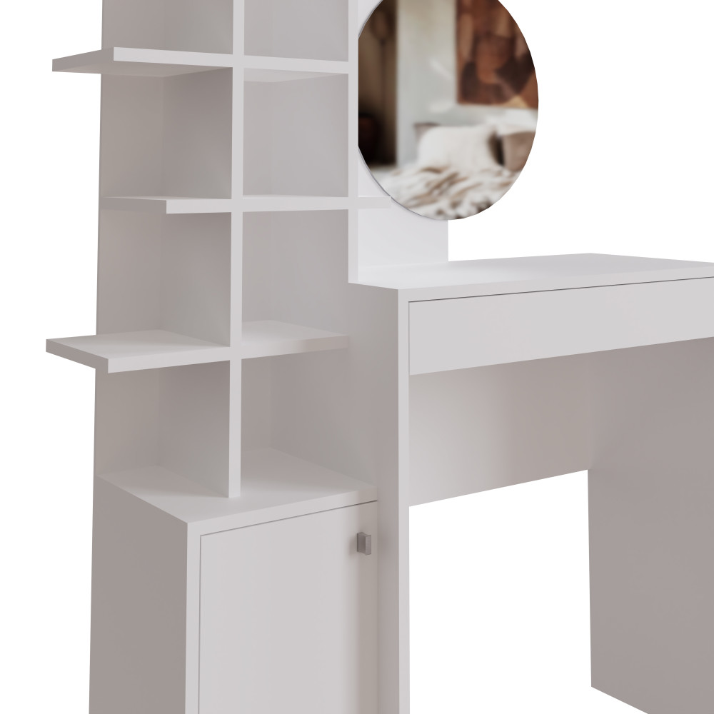 Freydis White 1 Door 1 Drawer Dressing Table | Oak Finish