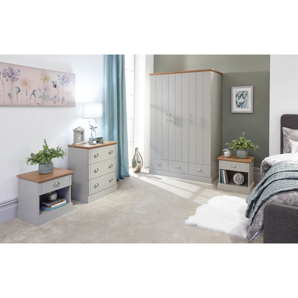 Oban 4 Piece Bedroom Set Grey Self Assembly Oak World