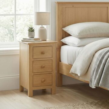 Emperor Oak 3 Drawer Bedside | Assembled
