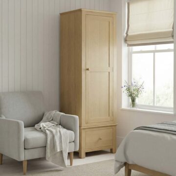 Emperor Oak Single Wardrobe with Drawer