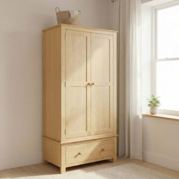 Emperor Oak Double Wardrobe With 1 Drawer