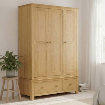 Emperor Oak Triple Wardrobe with 2 Drawers