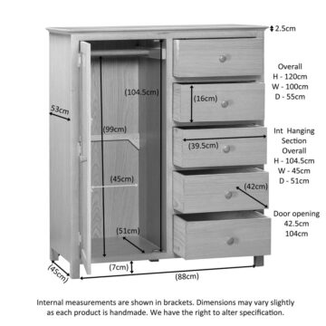 Emperor Oak Combination Wardrobe with Drawers | Assembled