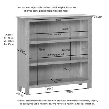 Emperor Oak 3′ Low Bookcase | Assembled