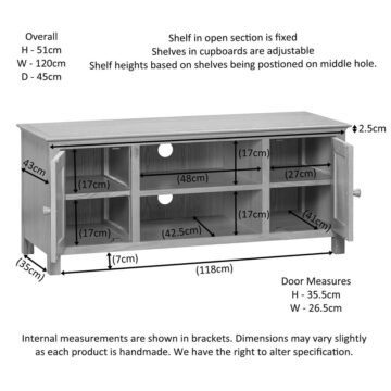 Emperor Oak 2 Door TV Unit 120cm | Assembled