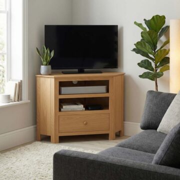 Emperor Oak Corner TV Unit | Assembled