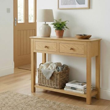 Emperor Oak Console Table with 2 Drawers