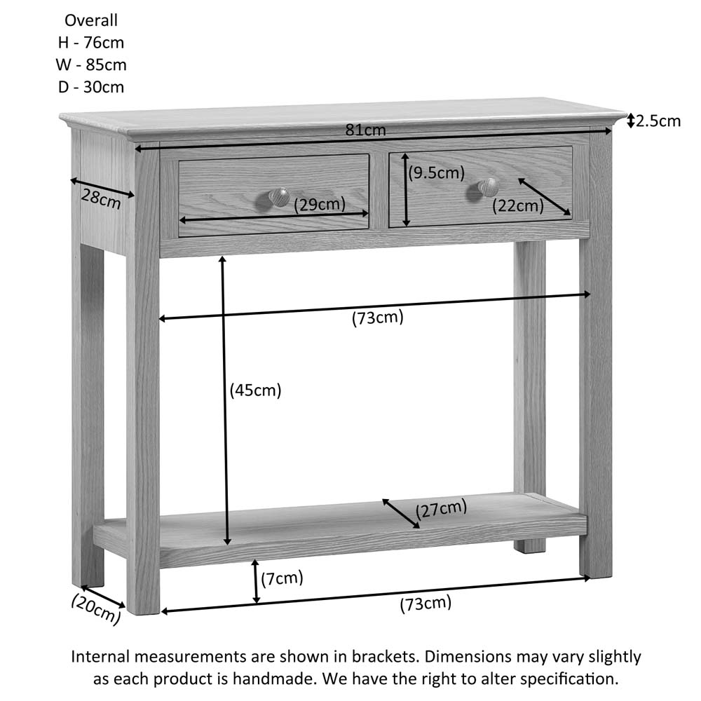 Emperor Oak Console Table with 2 Drawers