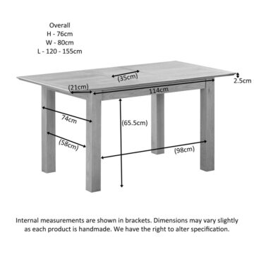 Emperor Oak Extendable Dining Table | 120 – 155cm
