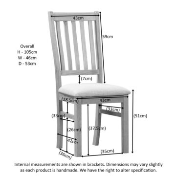 Emperor Oak Slatted Chair | Fabric Seat Pad | Assembled