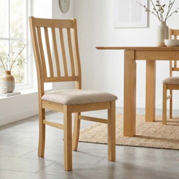 Emperor Oak Slatted Chair with Fabric Seat Pad | Assembled