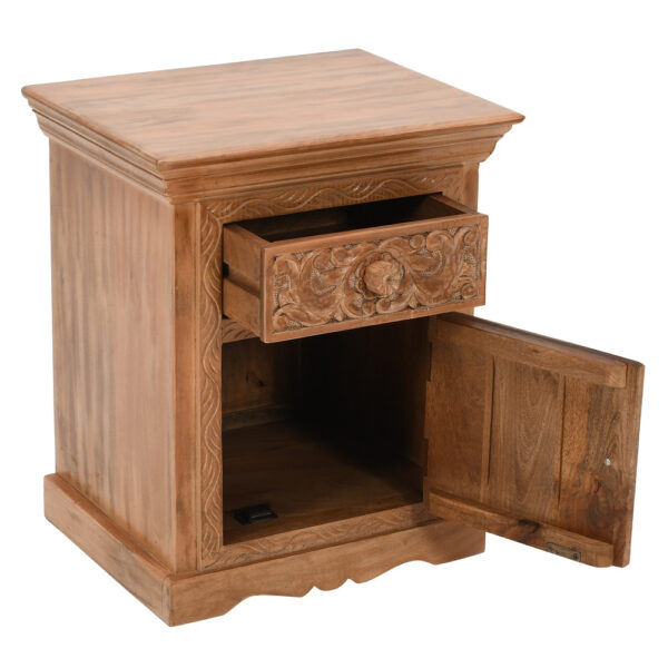 Russell Mango Wood Bedside Table With Storage |
