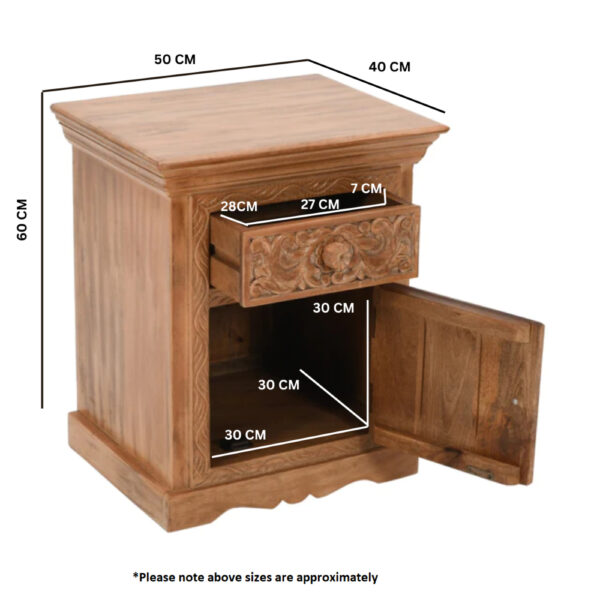 Russell Mango Wood Bedside Table With Storage |