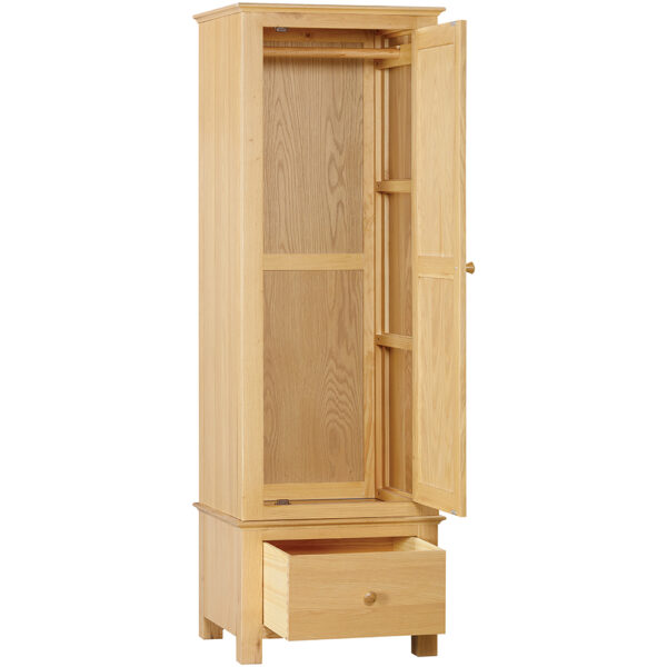 Emperor Oak Single Wardrobe with Drawer | Self Assembly
