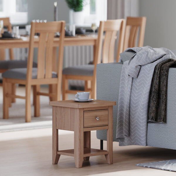 Arland Natural Oak Lamp Table | Bedside Table | Fully Assembled