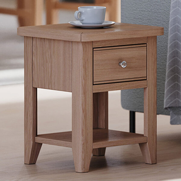 Arland Natural Oak Lamp Table | Bedside Table | Fully Assembled
