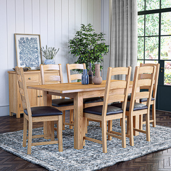 Ancroft Waxed Oak Compact Extending Dining Table | 120cm - 165cm | Clearance
